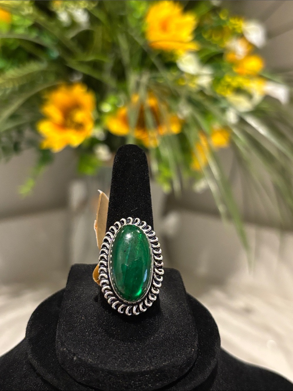 Sterling Silver Green Labradorite Gemstone Oval Ring Size 6.5